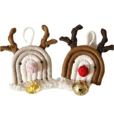 China Home Woven Decor Mini Art Decor Bohemian Deer Shape Christmas Cotton Macrame Rainbow for sale