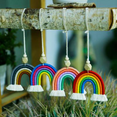 China Art Decor Cotton Baby Room Nursery Decor Charm Boho Macrame Rainbow Wall Hanging Ornament for sale