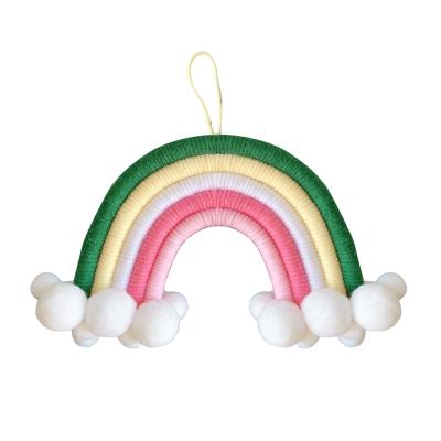 China Art Decor Cotton Baby Kid Nursery Decor Macrame Rainbow Wall Hanging Home Toy Boho Cloud Handmade for sale