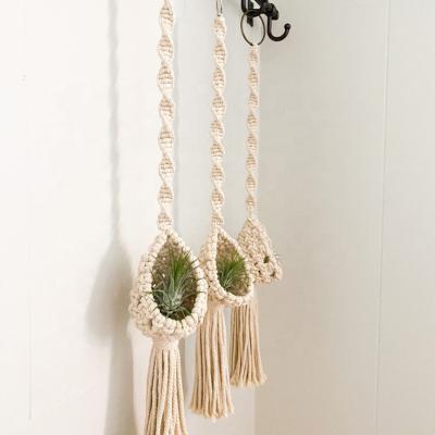 China Art Decor Cotton Small Macrame Plant Hangers Beige Color Plant Hangers Good Quality Handmade for sale