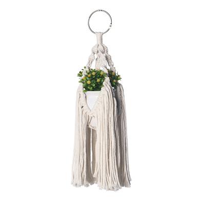 China Art Decor Boho Handmade Cotton Mini Macrame Wall Hanging Small Plant Hanger Rack for sale