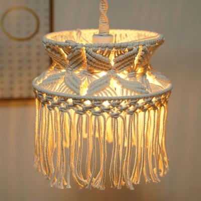 China Handmade Home Art Decor Bohemian Light Ceiling Chandelier Lampshade Macrame Ornament for sale