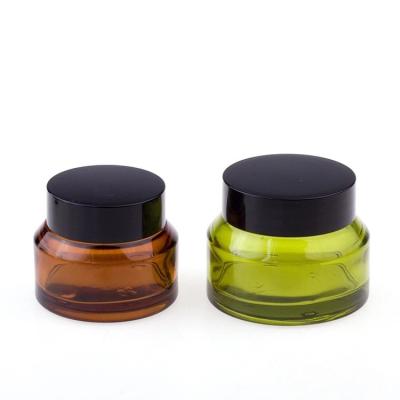 China 15ml 20ml 30ml 50ml Shoulder Jar Cream Bottle Green Oblique Glass Oblique Glass Container for sale