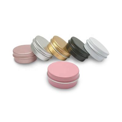 China 15g 30g 1oz 2oz Metal Cosmetic Container Rose Gold Black Pink Aluminum Tin Jars Round Cosmetic Sample can for sale