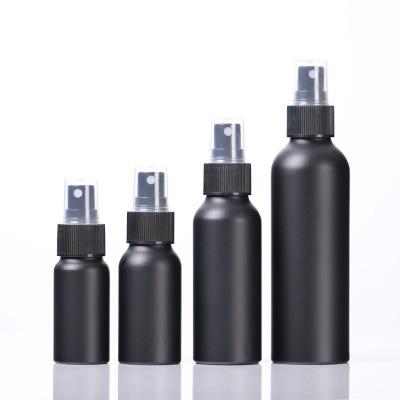 China Free Sample 30ml 50ml 100ml 150ml Personal Care Black Aluminum Mist Spray Bottle For Cosmetic Spot for sale