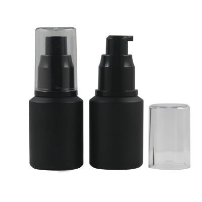 China 60ml Clear Black Luxury Personal Care Cosmetic Packaging Press Frosted 30ml Pump Glass Bottle For Emulsion Lotion for sale