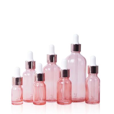 China Personal Care 10mL-100ml Rose Gold Glass Split Bottle Essence Bottle Cosmetics Bottle for sale