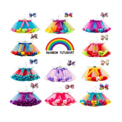 China High Quality Breathable Baby 2-8 Years Old Toddler Girls Lace Up New Style Multicolor Soft Princess Fluffy Rainbow Tutu Skirt Party for sale