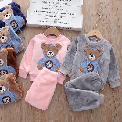 China Thermal Fleece Kids Clothing Pajamas Sets For Autumn Winter Baby Girls Clothes Casual Long Sleeve Pajamas Tracksuit Fits Toddler for sale