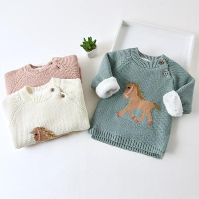 China New Cute Thick Autumn/Winter Little Boys Girls Sweater Sweater Fleece Anti-Shrink Coating Knit Pullover Sweater Children's Clothes for sale