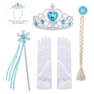 China Princess Set Crown Wand Elsa Queen Costume Accessories New Arrival Halloween Costume Kids White Set for sale