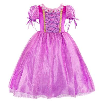 China Eco-Friendly Materials Wholesale Little Princess Dress Girl Princess Dress Cosplay Purple Rapunzel Fancy Dress Costumes for sale