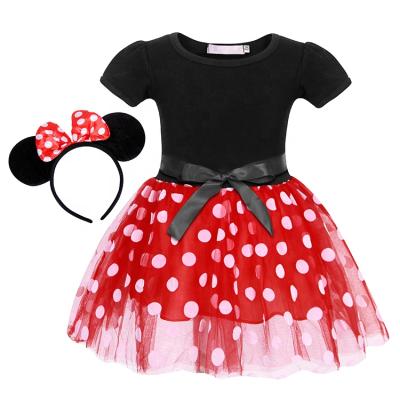 China Short Dots Birthday Party Hallowen Carnival Cosplay Tutu Dress Costumes Kids Polka Dot Sleeve Minnie Dress Girls Hit Dresses Team for sale