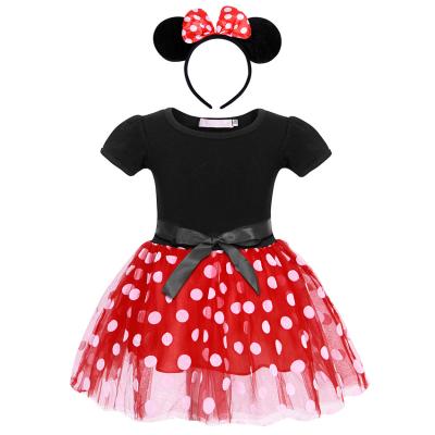 China Breathable Mickey Kids Dance Two Piece Little Girls Tutu Dress Polka Dot Ladybug Children Skirt Set Baby's Holiday Outfits for sale