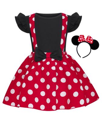 China Eco-Friendly Princess Tutu Dress Dots Dress Bowknot Headband Birthday Party Costume Tulle Spliced ​​Materials Girls Polka Ballet for sale