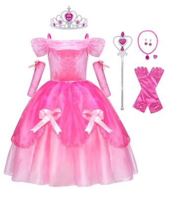 China Polyester+Satin style Sofia Snow White Cinderella Princess dress Halloween party disny princess dress snow white for girls Belle Aurora dress for sale