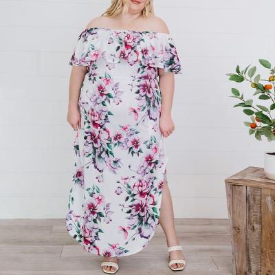 China 2022 Breathable Wholesale Sexy Casual Drawstring Ruched Short Sleeve Floral Midi Dresses Women Clothing Plus Size Dress for sale