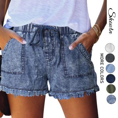 China 2022 Summer Breathable Fashion Casual Pocketed Pocketed Fringed Sexy High Waisted Denim Shorts For Women for sale