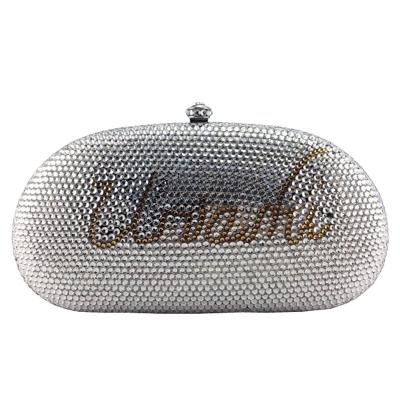 China High Quality Grab Customize Name Bag 100% Handmade Rhinestone Clutch for sale