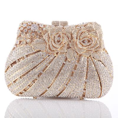 China Handmade Clutch Hollow Out Party Gold Crystal Clutch Purse for sale