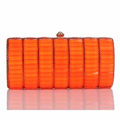 China Orange Ladies Crystal Purse Rhinestone Bag Diamond Color Rhinestone Bag Clutch Purse Crystal Women Clutch Luxury Crystal Purse for sale