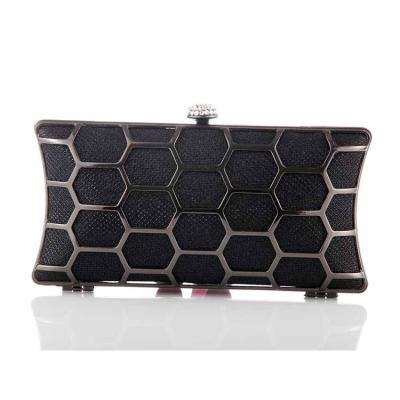 China Fashion Cavity Fashion Bag Party Clutch Bag Metal Evening Purse Black Glitter Clutch Party Bag For Women for sale