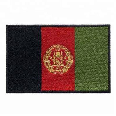 China Supply 7.62 cm Wide Afghanistan Flag Patch 3D Embroidered With Heat Cut Border for sale