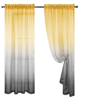 China Wholesale Sheer Curtain Bedroom Privacy Panel Decoration Tulle Gradient Home Curtain for sale