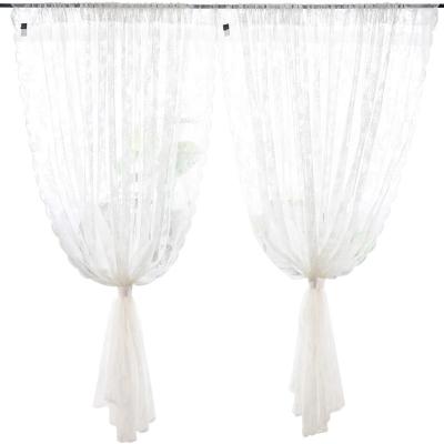 China Summer Sheer Light Flower Privacy Curtain Gauze Bedroom Cheap White Sheer Luxury Voile Knitting Voile Curtain for sale