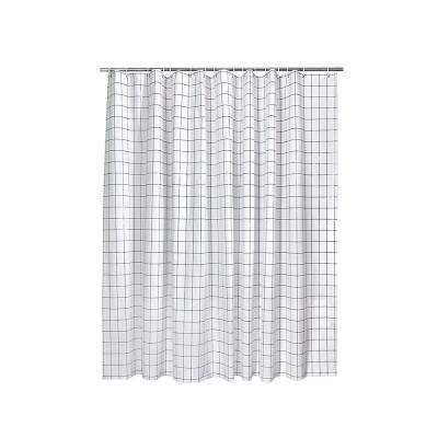 China Single Piece Plaid Bath Curtain Insulated Transparent Waterproof Shower Bath Curtains For Bathroom for sale