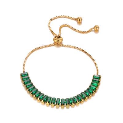 China Europe and America fashion square green jade zirconia adjustable bracelet fashionable ladies jewelry wholesale for sale