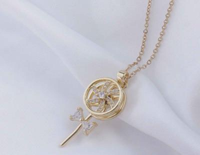 China Europe and America Fashion Women's Jewelry Necklace Spinning Necklace Creative Lollipop Windmill Pendant Rotating Pendent Necklace for Women for sale