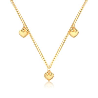 China Europe and America Sweet Romantic Heart Shaped Steel Pearl 24K Gold Plated Cable Chain Necklace Pendant Women for sale