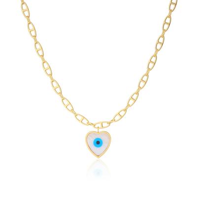 China Europe and America French Eyes Heart Necklace 24K Gold Plated Link Chain Pendant Necklace Women for sale