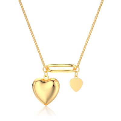 China Europe and America high quality vintage love stainless steel luxury gold plated long gold pendant necklace light jewelry for women for sale