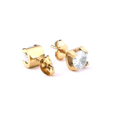 China CLASSIC Classic Gold Plated Three-Dimensional C-Shape Earrings Diamond-Set Ins Stainless Steel Shape Jewelry For Women for sale