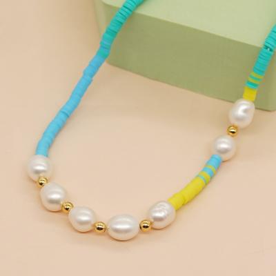 China BOHEMIA Go2boho Heishi Natural Gold Pearl Disc Pearl Necklace Boho Summer Woman Fashion Jewelry Chain Freshwater Jewelry Gift for sale