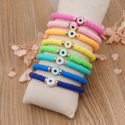 China Clay Heishi Disc Beads Greek Eye Bracelets BOHEMIA Go2Boho 2023 Turkish Polymer Evil Eye Charms Bracelets For Women Summer Beach Jewelry for sale