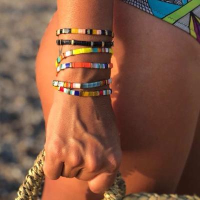 China Surfing Bracelets Miyuki Tila Beaded Go2Boho Bohemian Summer Colorful Elastic Beach Bracelet For Women Jewelry for sale