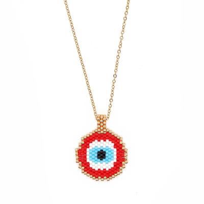 China BOHEMIA Go2BoHo Stainless Steel Necklace Gold Plated Fashion Jewelry Miyuki Seed Bead Evil Eye Pendant Necklaces For Women Neck Chain for sale