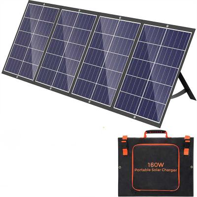 China 160W Solar Panel Charger with USB Port Waterproof Foldable Solar Charger for Travel Camping 565*440*45mm for sale