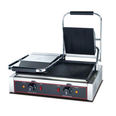 China Non-stick Outdoor Factory Direct Double Bristle Collector Pan Electric Dismountable Panini Grill For Burger Sandwich for sale