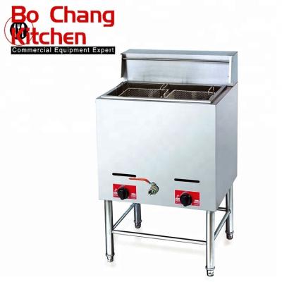 China Piezo Ignition Gas Fryer Machine 1 Tank 2 Basket Potato Chips Fryer Machine Gas Kitchen Fryer for sale