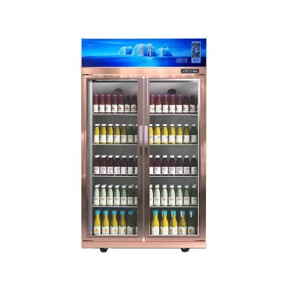 China COMPRESSOR Auto Defrost Heater Glass Upright Door Drink Cold Chain Freezer Two Doors Cooler for sale