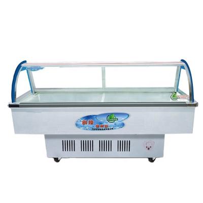 China 1.8A hotel supermarket fresh meat or fish display showcase island commerical shallow loading freezer for sale