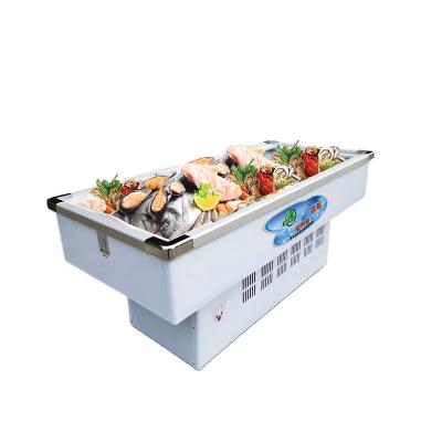 China Commercial COMPRESSOR 1.4m Display Showcase Refrigeration Island Freezer and Freezing Temperature Seafood for sale