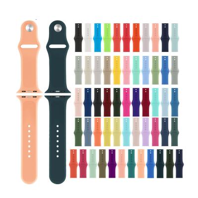 China Silicone 38/40/41mm Official 42/44/45mm Same 1:1 Soft Silicone Rubber Strap Sports Watch Strap Band For Apple iWatch 8 7 6 5 4 3 2 1 Se for sale