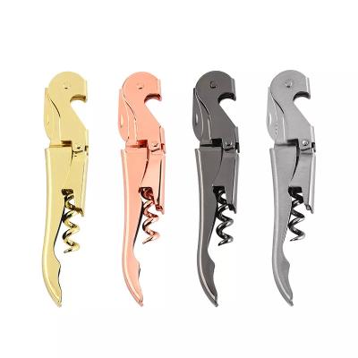 China Custom Stainless Steel Rose Gold LOGO Multifunctional Stainless Steel Wine Beer Opener for sale