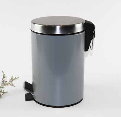 China Stainless Steel Home Outdoor Lid Trash Bin Soft Narrow Foot Decor Foot Pedal Sludge Bin Stainless Steel Lid Bin for sale