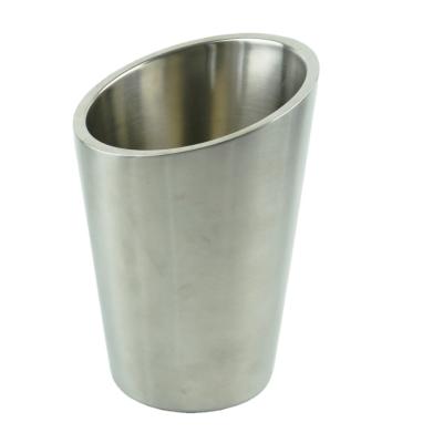 China Sustainable Double Wall Barware Stainless Steel Ice Bucket Round Shape Beer Wine Cooler for sale